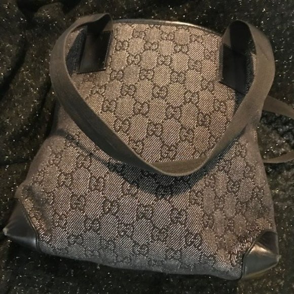 Gucci Vintage Black GG Canvas Handbag/ Shoulder Bag / Tote - 1990's - Picture 3 of 16